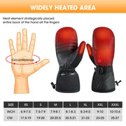 Heated Gloves - Electric Gloves - Heated Mittens - Unisex Heated Gloves - Battery Heated Gloves - Electric Mittens - Carbon Fiber Heating 3 Shift Temperatures - Large