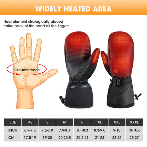 Heated Gloves - Electric Gloves - Heated Mittens - Unisex Heated Gloves - Battery Heated Gloves - Electric Mittens - Carbon Fiber Heating 3 Shift Temperatures - Large