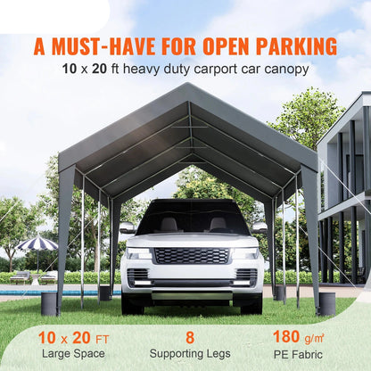 Garagetent - Partytent - Carport Tent - Tent - 10x20ft - Waterdichte - met Versterkt Stalen Frame - UV-bestendige - Auto Overkapping - PE Doek - Palen + 4 Zandzakken - Garage Tent - voor Buiten - Grijs