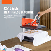 8-in-1 Hittepersmachine - 12x15 Inch Sublimatiepers - T-Shirt Pers - Mok & Hoeden Pers - Hitte Transfer - Zwart