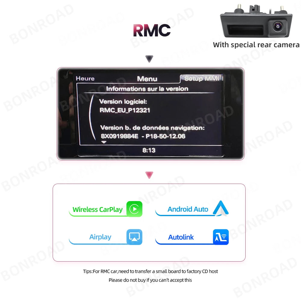 Draadloze CarPlay Adapter – Android Auto Interface – Multimedia Interface – Infotainment Upgrade – Achteruitrijcamera Aansluiting – Compatibel Audi A1 Q3 2013-2018 – Draadloze Connectiviteit – Eenvoudige Plug & Play Installatie - QUORE