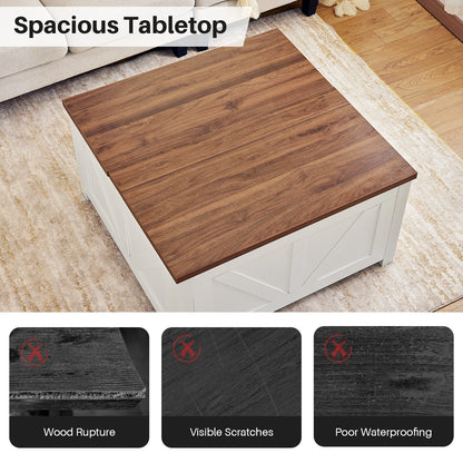 Salontafel – Koffietafel – Opbergtafel – Tafeltje – Houten Tafel – Hydraulisch Liftsysteem – Ingebouwde USB Poorten - 90 x 90 x 50 cm - Walnoot