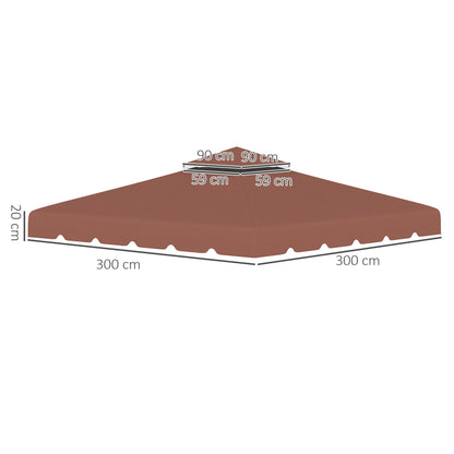 Gazebo - Tuin Dak - Reservedak - 2 Niveaus - Pergola Awning - met 170 g/m² Ademend Anti-UV Polyesterweefsel - PA-Coating - Stevig - Durzaam - voor Tuin - Buiten - 3 x 3 m - Chocolade