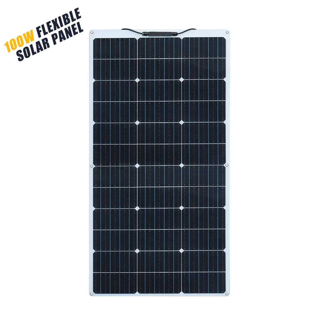 Zonnepaneel - Zonnepanelen - Monokristallijn - 1 Stuk - 100W - Flexibel - Waterdicht - Lichtgewicht - Voor Caravan - Camper - Boot of Thuisgebruik