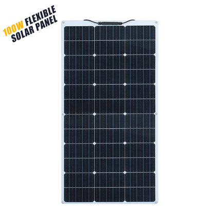 Zonnepaneel - Zonnepanelen - Monokristallijn - 1 Stuk - 100W - Flexibel - Waterdicht - Lichtgewicht - Voor Caravan - Camper - Boot of Thuisgebruik