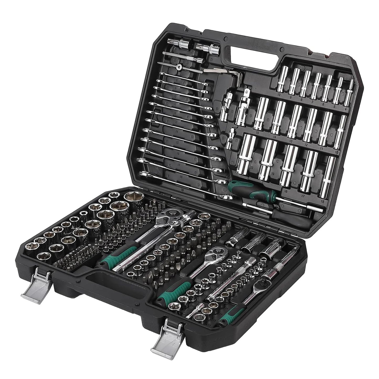 Gereedschapsset – Mechanische Set – Dopset – Ratels – Steeksleutelset – 216-delig – Roestvrij Staal – Compacte Opbergkoffer