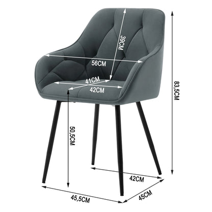 Velvet Eetkamerstoelen – Bureaustoel – Stoel Met Armleuningen – Makeupstoel – Woonkamerstoel – Set Van 2 – Zacht Comfort – Stevige Metalen Poot