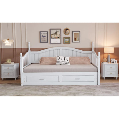 Bedbank – Slaapbank – Uitklapbed – Logeerbed – Bankbed – Massief Vurenhout – Uitschuifbaar 90x190 Naar 180x190 cm