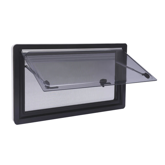 Camperraam - Caravan - 900x500mm - Windows Gehard glas - Raam openend naar buiten - Voor campers en caravans - Ventilatie Dakraam met Blinde hor - Ventilatie Scharnierend Uitschuifbaar