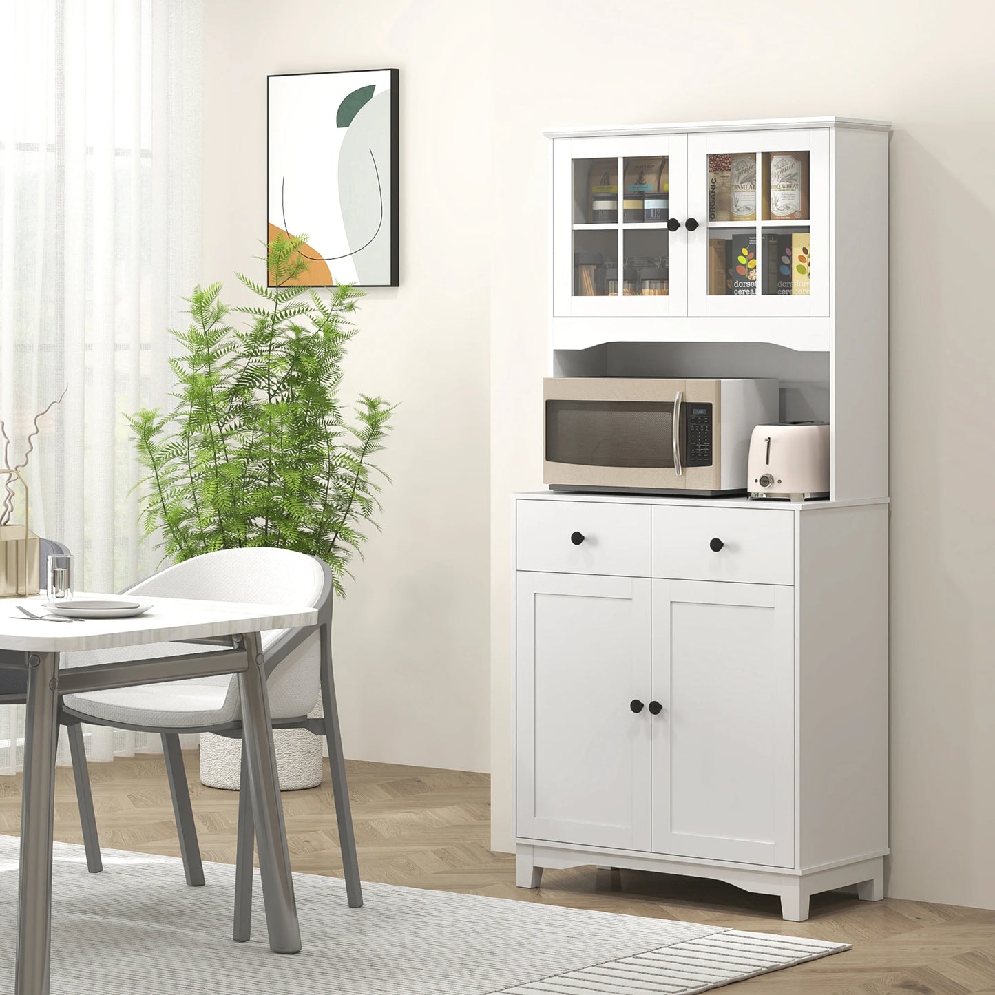 Hoge Kast – Opbergrek – Magnetronkast – Keukenkast – Strak Design – Magnetronplank – Eenvoudig Te Monteren
