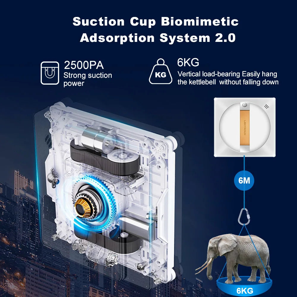 Raamrobot – Automatische Ramenreiniger – Slimme Schoonmaakrobot – Glasreiniger – 2500 Pa Zuigkracht – Bluetooth Bediening