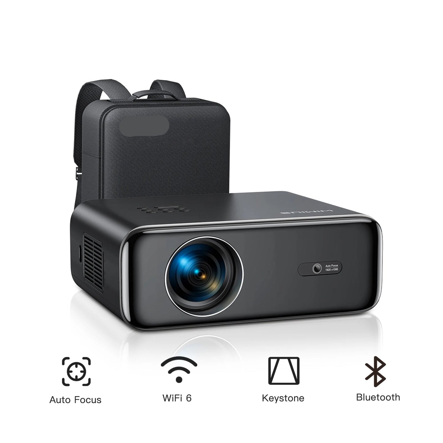 Beamer - Projector - Mini Projector - 4K - FHD 1080P - 26000 Lumen -  Auto Focus & Keystone - WIFI 6 & Bluetooth – Draagbare - Home Theater Beamer – EU Plug - Zwart
