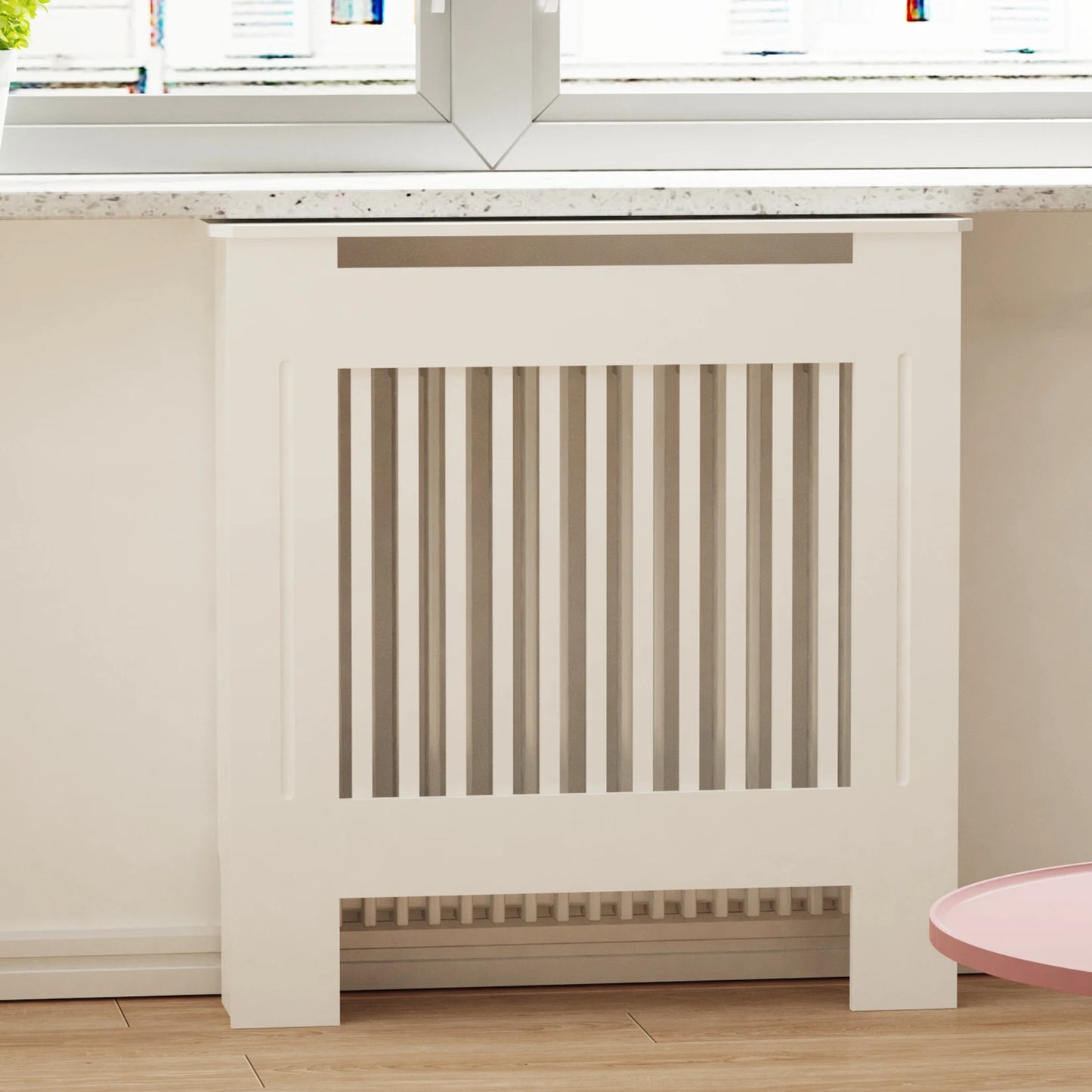Radiator Ombouw - Radiator Kast - Radiator Kant En Klaar - Verwarming Ombouw - Radiator Bekleding - Horizontaal - Wit - S - QUORE