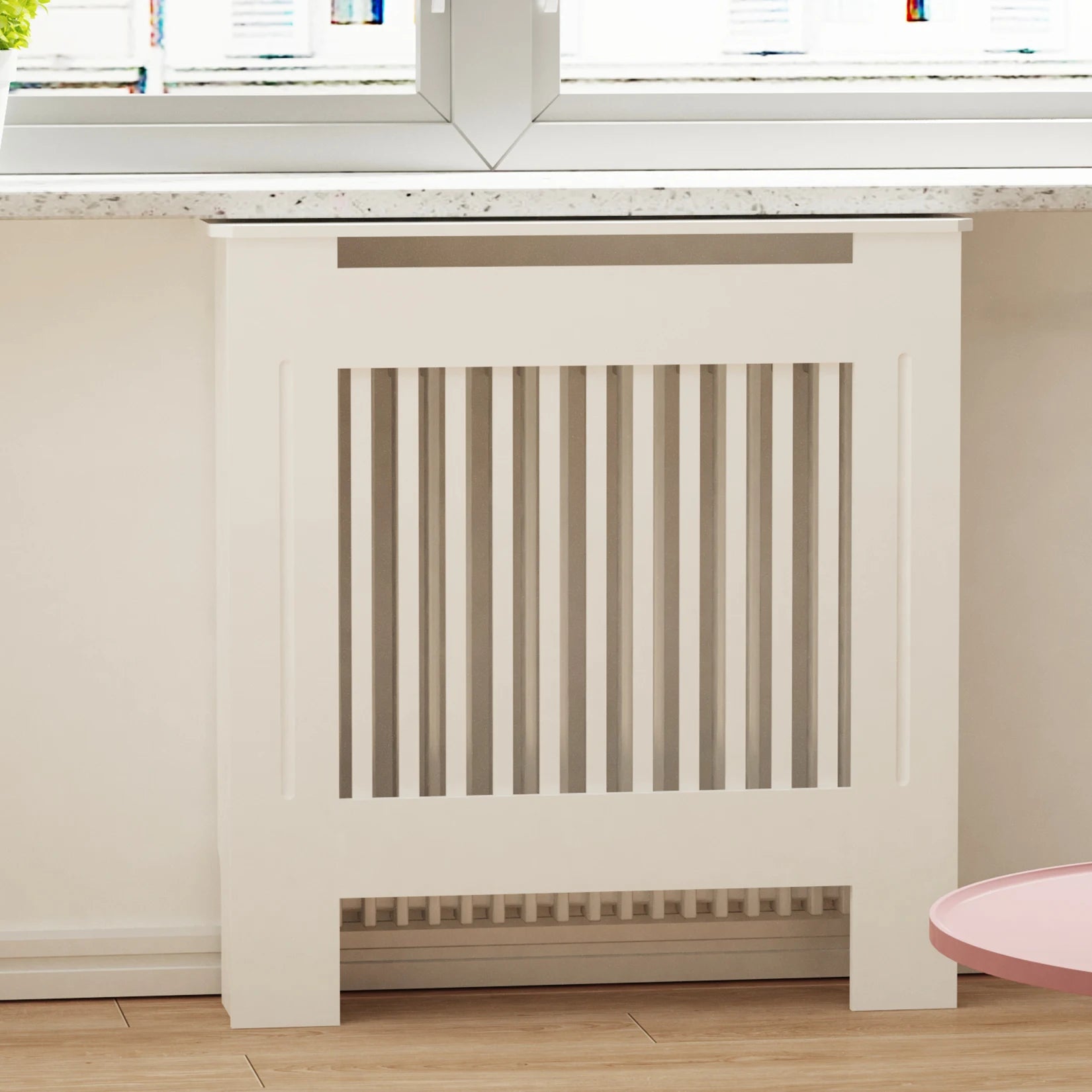 Radiator Ombouw - Radiator Kast - Radiator Kant En Klaar - Verwarming Ombouw - Radiator Bekleding - Horizontaal - Wit - S - QUORE