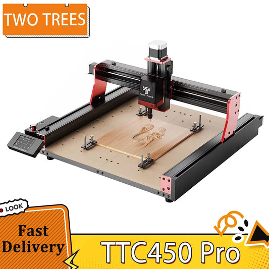 TWOTREES TTC450 Pro CNC Router Machine 4 AxisDIY Woodworking Cutting Screen UI Upgrade Support Switching Laser Mode 460*460*80mm