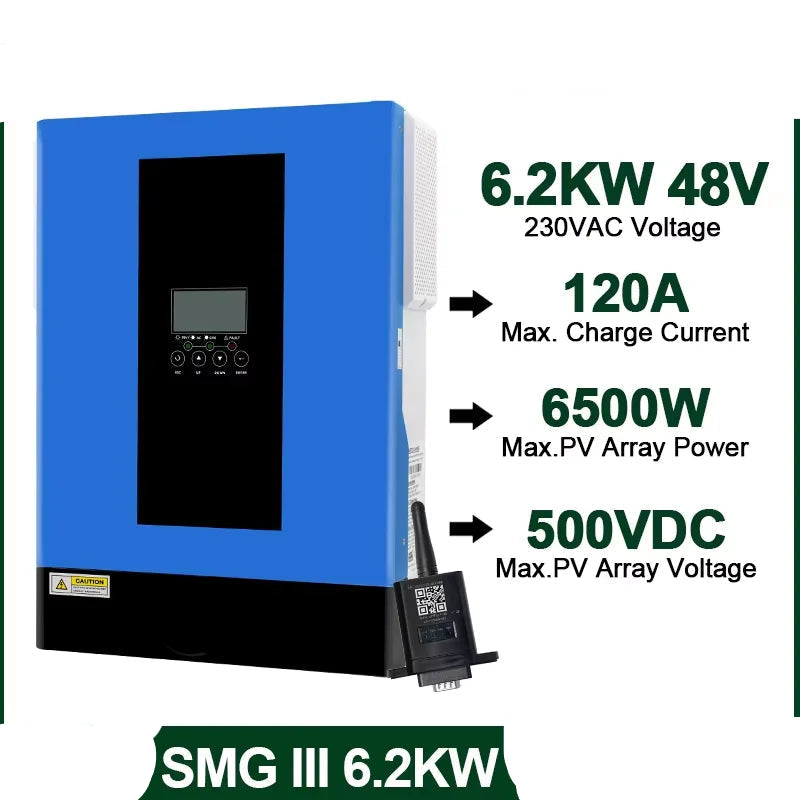 6.2 kW Hybride Solar Inverter – Zonnepaneel Omvormer – Zonnestroom Omvormer – Solar Charger – PV Inverter – Pure Sinusgolf Uitgang – Wifi Monitoring