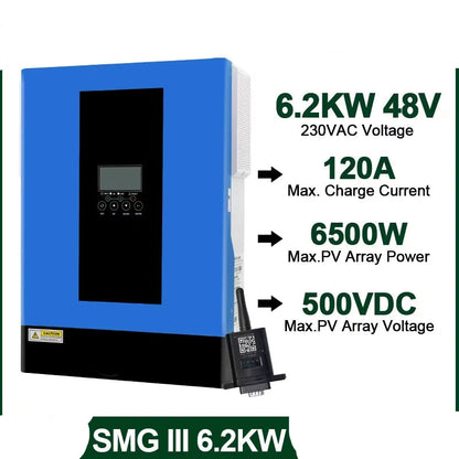 6.2 kW Hybride Solar Inverter – Zonnepaneel Omvormer – Zonnestroom Omvormer – Solar Charger – PV Inverter – Pure Sinusgolf Uitgang – Wifi Monitoring