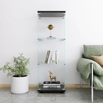 Comanlai 3 Layers Glass Display Cabinet, Modern Display Case with Door for Collectibles Books,Cabinet Standing for Living Room