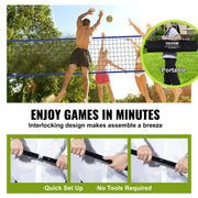 Volleyball - Volleyball Net - Net - Badminton Net - Adjustable Height Steel Poles - with PVC Volleyball Pump Carry Bag - for Backyard Beach Lawn - 1.75inch - Orange
