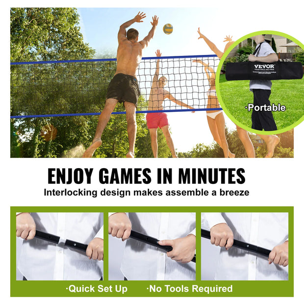 Volleyball - Volleyball Net - Net - Badminton Net - Adjustable Height Steel Poles - with PVC Volleyball Pump Carry Bag - for Backyard Beach Lawn - 1.75inch - Orange