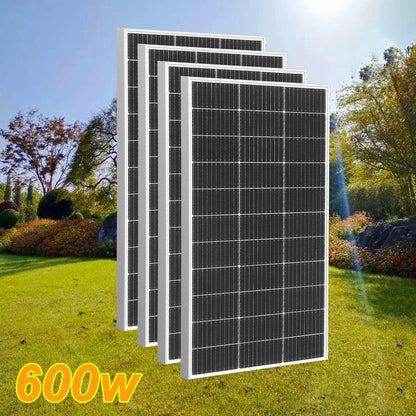 Zonnepaneel - Zonnepanelen - Monokristallijne - Waterdicht - met Glas - en Aluminium Frame - Lichtgewicht - 12V - 600W - 4stuk - voor Boot - Camper - Caravan - RV of Tuin