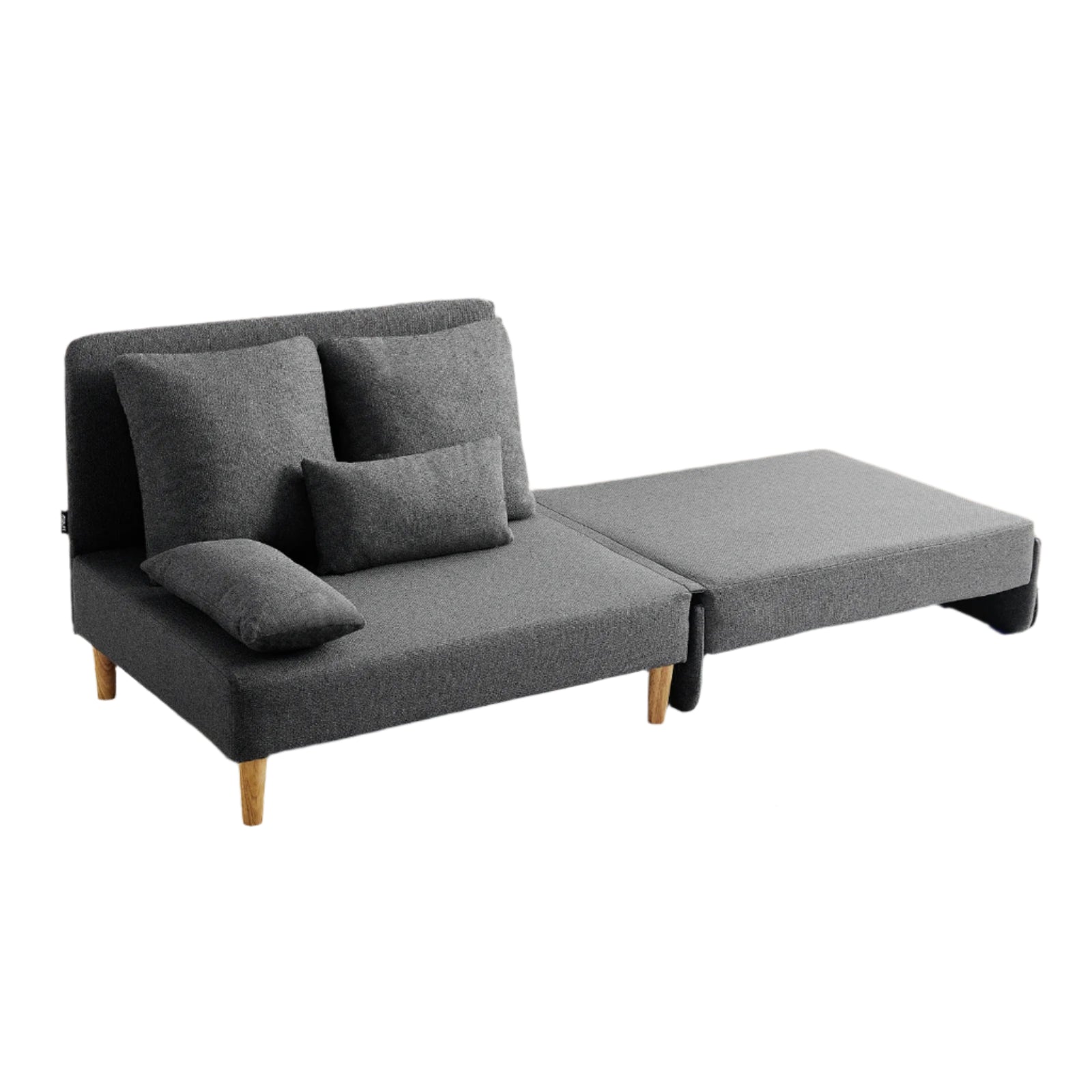 Slaapbank – Bedbank – Ligbank – Zetelbed – Compact Ontwerp – Stevig Houten Frame – Comfortabel Schuimkussen - Grijs - QUORE