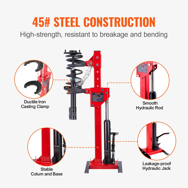 VEVOR strut spring compressor- strut spring compressor- 4.5 ton / 9920 LBS hydraulic jack 1 ton rated compression force- Auto strut spring compressor
