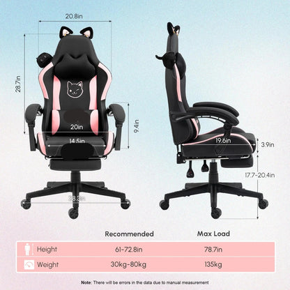 Roze Bureaustoel – Bureaustoel Met Wieltjes – Draaibare Stoel – Ergonomische Stoel – Kantoorstoel – Verstelbare Rugleuning – Synthetisch Lederen Bekleding