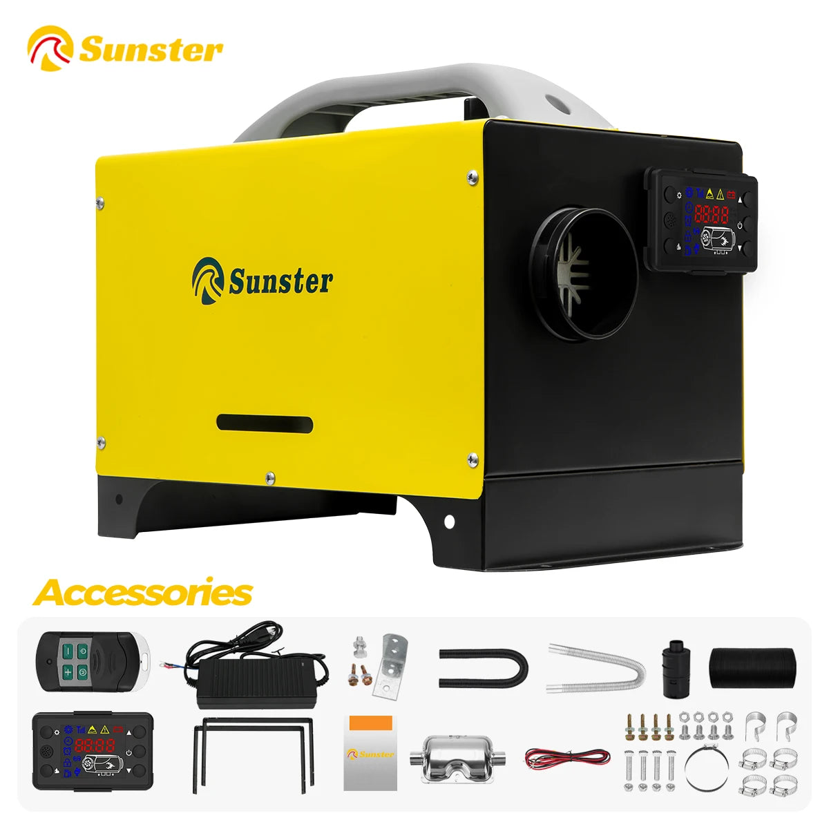 8KW 12V&24V&110-240V All-in-one diesel air heater Car Diesel Parking Air Heater With LCD Switch & Retractable base For Truck RV