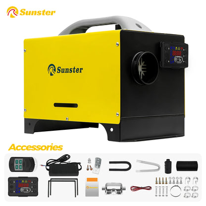 8KW 12V&24V&110-240V All-in-one diesel air heater Car Diesel Parking Air Heater With LCD Switch & Retractable base For Truck RV