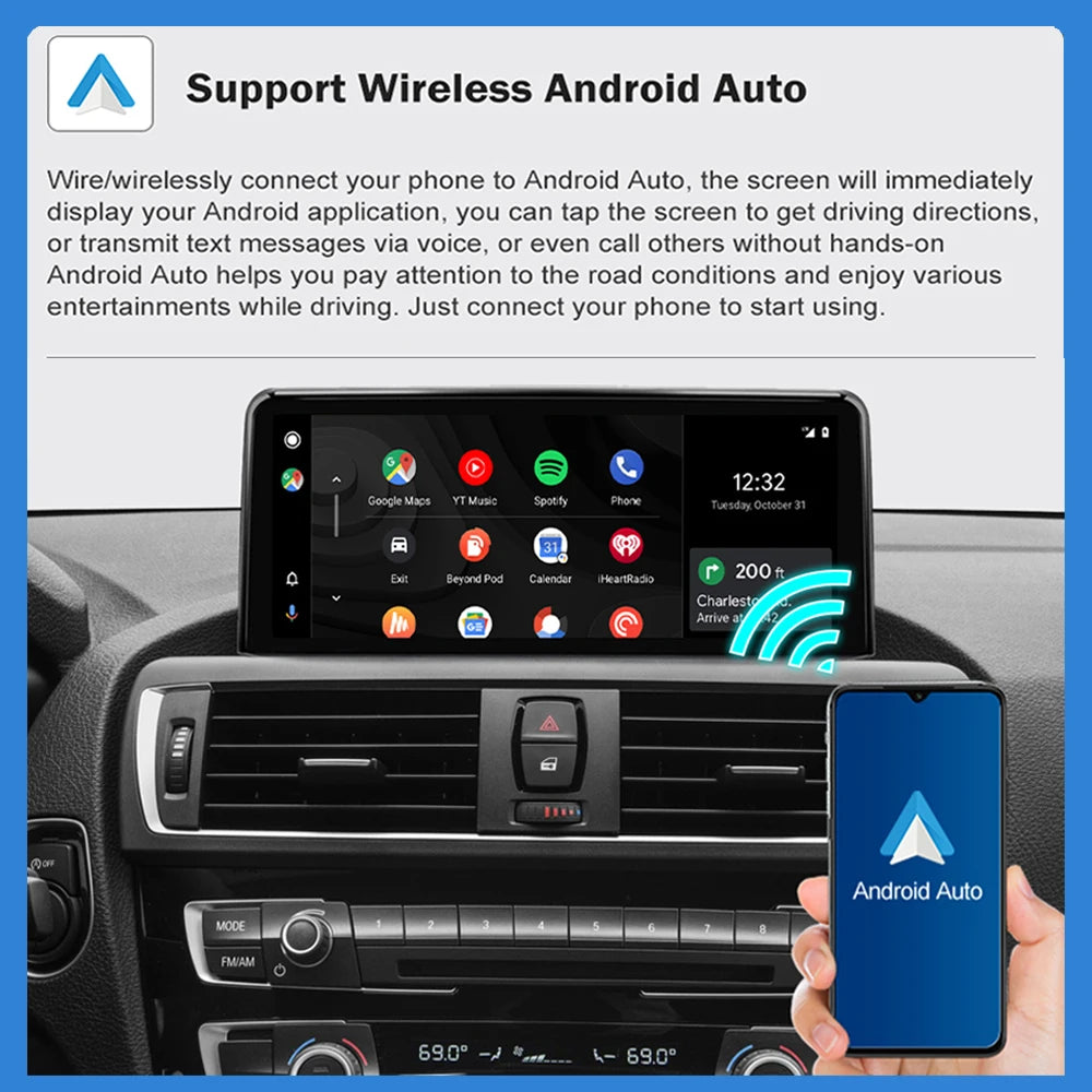 10,25 inch touchscreen multimedia unit – Autobedieningsscherm – Auto infotainmentsysteem – Carplay upgrade – BMW NBT navigatie – Draadloze Apple CarPlay – Android Auto – Helder 1920x720 resolutie – 4x45W versterker - QUORE