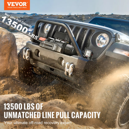 VEVOR 13500lbs Electric Winch 12V DC Truck Winch with 80 ft Steel Cable Wireless & Wired Remote Control for Towing Off-Road SUV