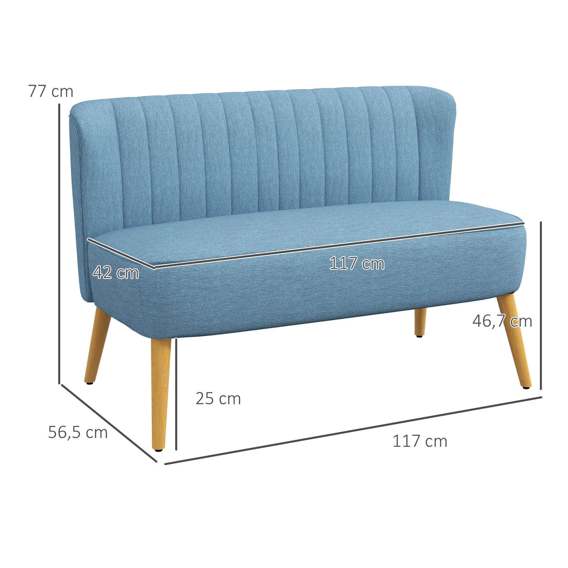 2-Zits Bank – Compacte Bank – Tweezitsbank – Zithoek Bank – Comfortabel Zitvlak – Synthetisch Leer - QUORE