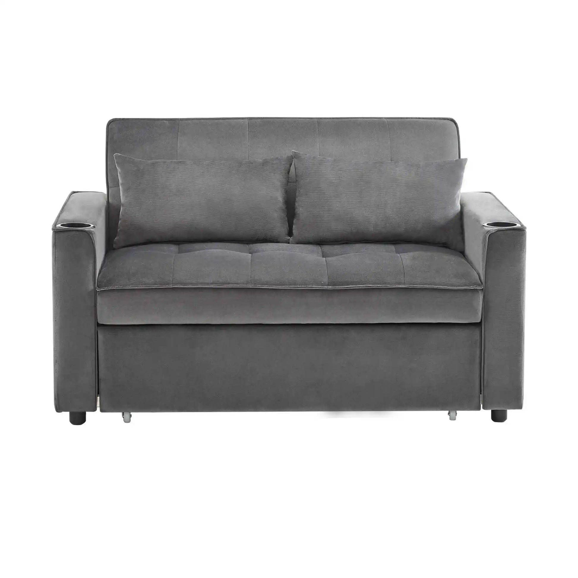 3-In-1 Velvet Slaapbank – Bedbank – Relaxstoel – Slaapbank Met Opbergruimte – Verstelbare Rugleuning – Massief Houtframe – Zachte Kussens - QUORE