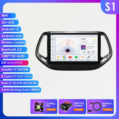 Multimedia Autoradio – Auto Radio – Navigatiesysteem – Carplay Systeem – Bluetooth Speler – 9 Inch Scherm – Android 14 OS – 8-Core 3GB RAM 32GB Storage – Plug & Play – Steering Wheel Control