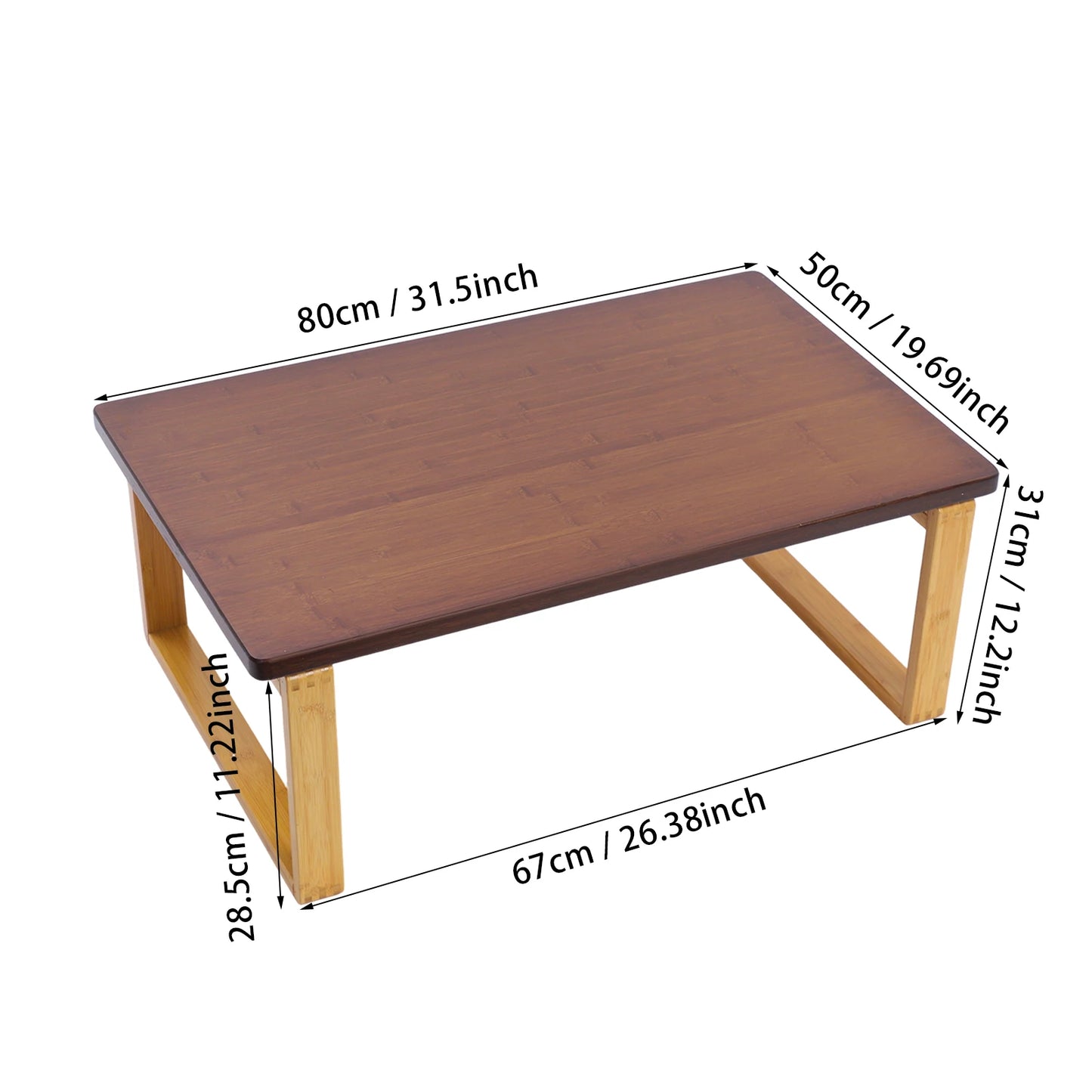 Bamboe bijzettafel – inklapbare koffietafel – salontafel – vloertafel – theetafel – duurzaam bamboehout – compact 80x50x31 cm