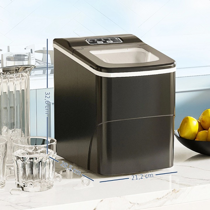 Ijsblokjesmachine - Elektrische Ijsblokjesmachine - Ijsmaker - Ijsmachine - 9 Kubussen elke 8min - Zelfreinigend - met LCD-scherm - 2L - 12 kg/dag - 90W - 220 V-240 V - 50 HZ - 21.2 x 29.5 x 32.6 cm - Zwart
