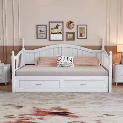 Bedbank – Slaapbank – Uitklapbed – Logeerbed – Bankbed – Massief Vurenhout – Uitschuifbaar 90x190 Naar 180x190 cm