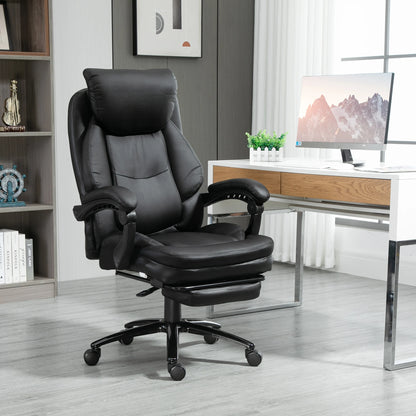 Bureaustoel – Ergonomische Stoel – Office Chair – Draaistoel – Gamingstoel – Verstelbare Zithoogte – Kantelbare Rugleuning Met Voetensteun - Zwart - QUORE