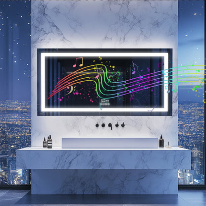 Badkamerspiegel – Spiegel Met Speaker – Led Spiegel – Anti-Fog Spiegel – Frameloos Design – Bluetooth Speaker – Driedelige Ledverlichting - 120x60cm