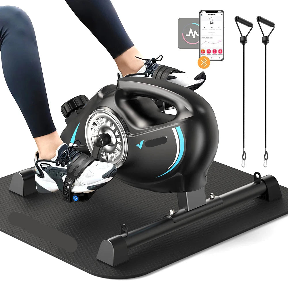 Mini Hometrainer – Bureaufiets – Fitness Trainer – Beentrainer – Armbands – 16 Niveaus Magnetische Weerstand – LCD-Scherm