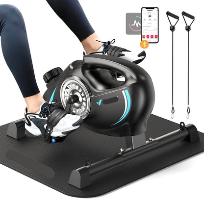 Mini Hometrainer – Bureaufiets – Fitness Trainer – Beentrainer – Armbands – 16 Niveaus Magnetische Weerstand – LCD-Scherm