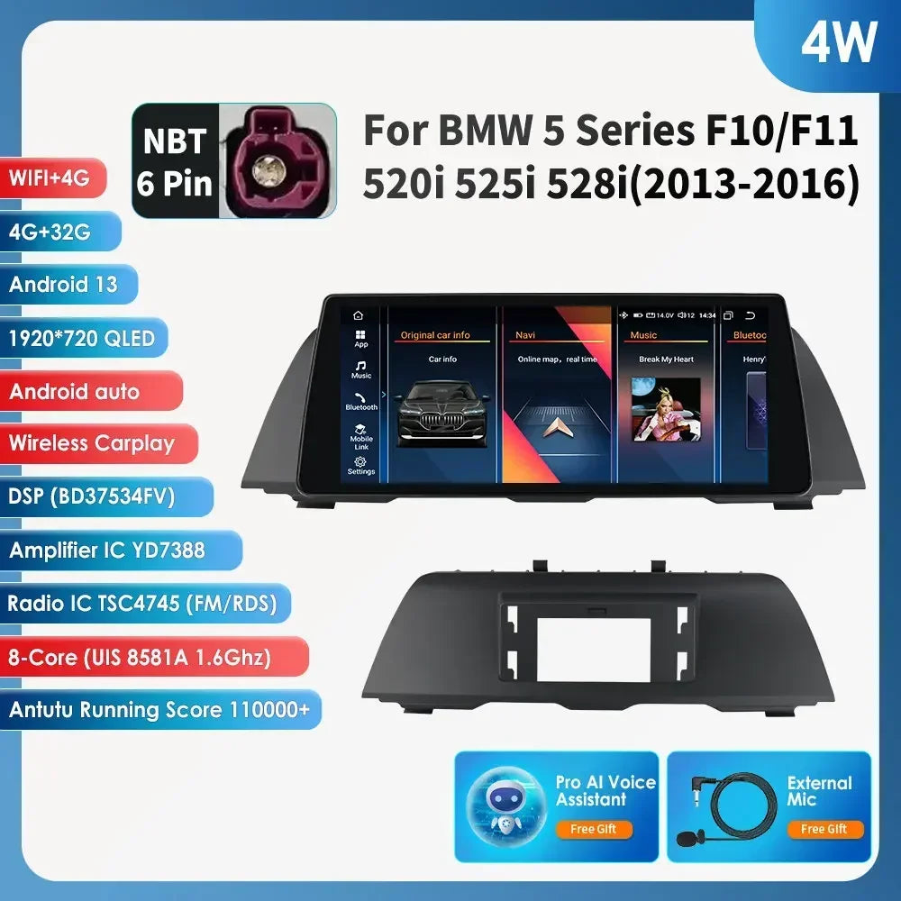 2DIN Android Autoradio – Multimedia Speler – Navigatiesysteem – Carplay Radio – Bluetooth Radio – 13-16 4G 32G NBT AI Variant – 10,25 Inch QLED Touchscreen – Ingebouwde AI Voice Control