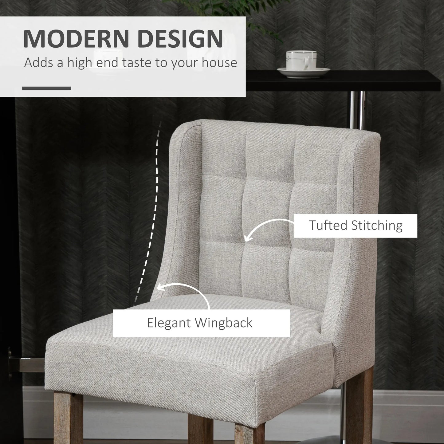 Barkrukken – Barstoelen – Keukenstoelen – Barstoelen Set – Barkrukken Met Rugleuning – Zithoogte 67 cm – Polyester Stof Met Rubberhouten Poten - Beige