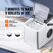 Vevor - Ice Cube Machine - Ice Cubes - Ice Cube Maker with Ice Scoop - App Controllable - Self-cleaning Function - 105W - 1.8lbs - Black
