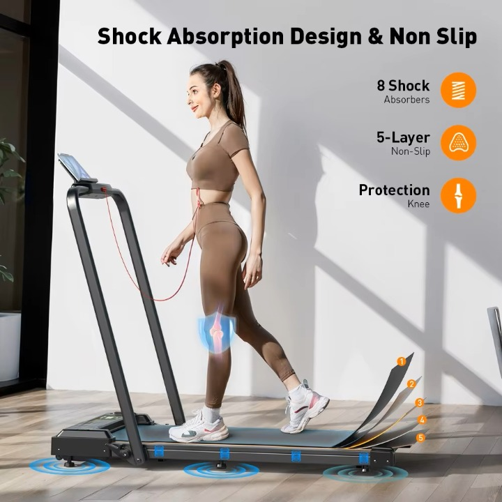 Loopband - Loopbanden - Wandelband - Walking Pad - Treadmill - Opvouwbaar - met LED-Display - Max Snelheid 1-6KM/h - 2.5 PK Motor - 40dB - 120kg Max. Belasting - 8 Lagen Loopgordels - 119.5 x 56 x 100.3cm - Zwart