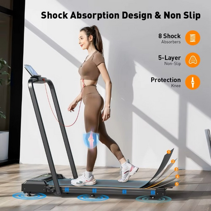 Loopband - Loopbanden - Wandelband - Walking Pad - Treadmill - Opvouwbaar - met LED-Display - Max Snelheid 1-6KM/h - 2.5 PK Motor - 40dB - 120kg Max. Belasting - 8 Lagen Loopgordels - 119.5 x 56 x 100.3cm - Zwart