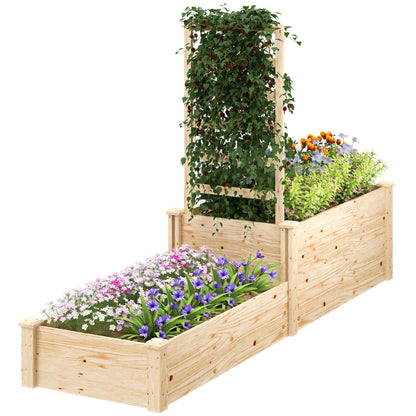 Dubbele Houten Plantenbak – Houten Tuinbak – Plantenbak Met Latwerk – Buitenbak – Twee Plantvakken – Verstelbaar Latwerk – Vurenhout