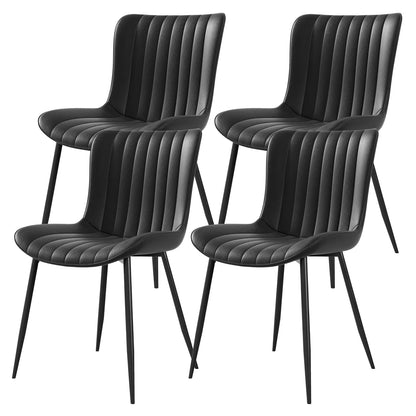 Black PU Dining Chairs, Set of 4 – Modern Faux Leather Armchairs for Kitchen & Dining Area
