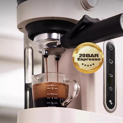 Espressomachine - Koffiemachine - Compact Koffiezetapparaat - 20 Bar - Semi-automatische - met Maalwerk -Melkschuimsysteem - Compact & Gebruiksvriendelijk - voor Espresso - Cappuccino en Latte